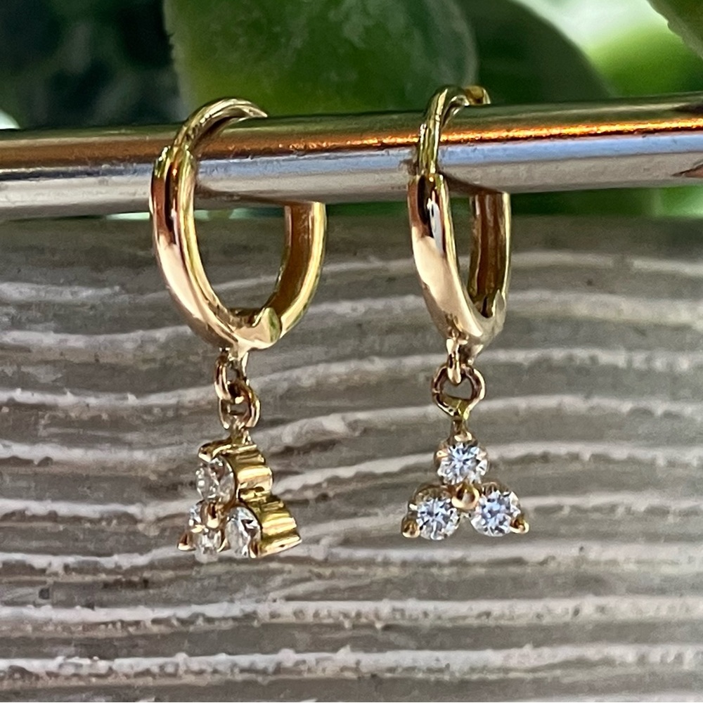 14k Diamond huggies